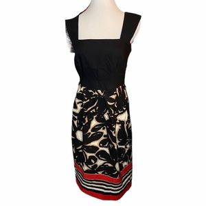 Suite 7 Black Patterned Dress Square Neck Line Abstract Office Contemporary EE6